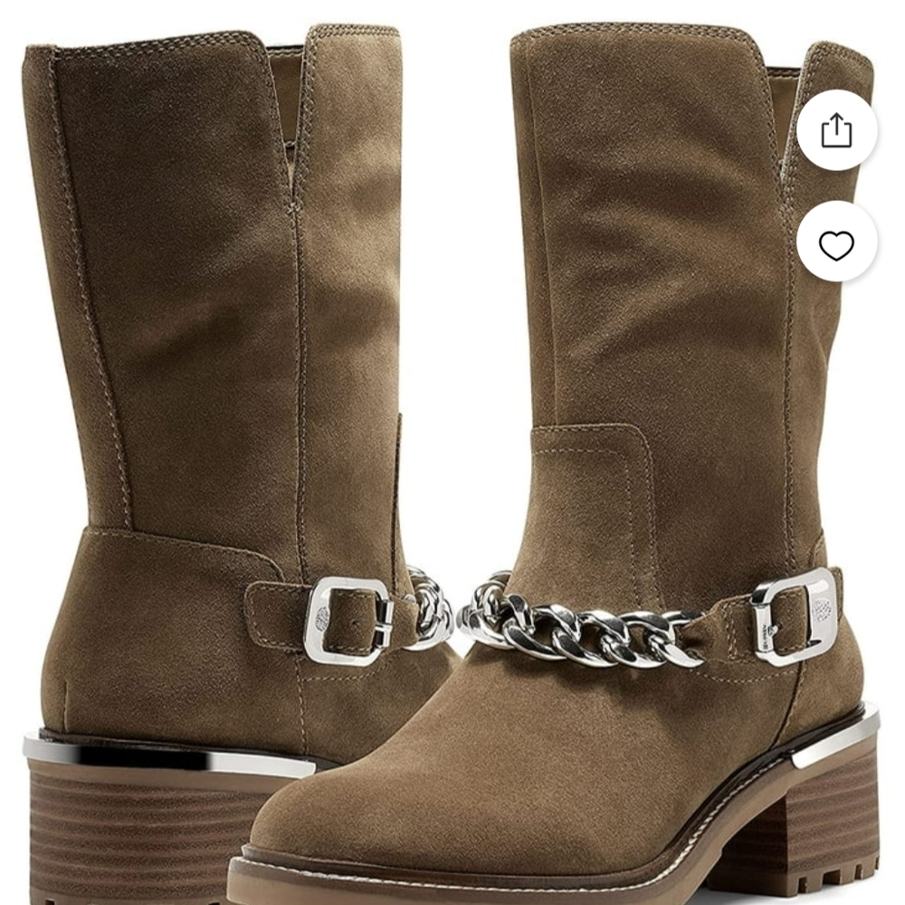 New With Box Vince Camuto Brown Suede Motorcycle Boots 6.5 Medium
